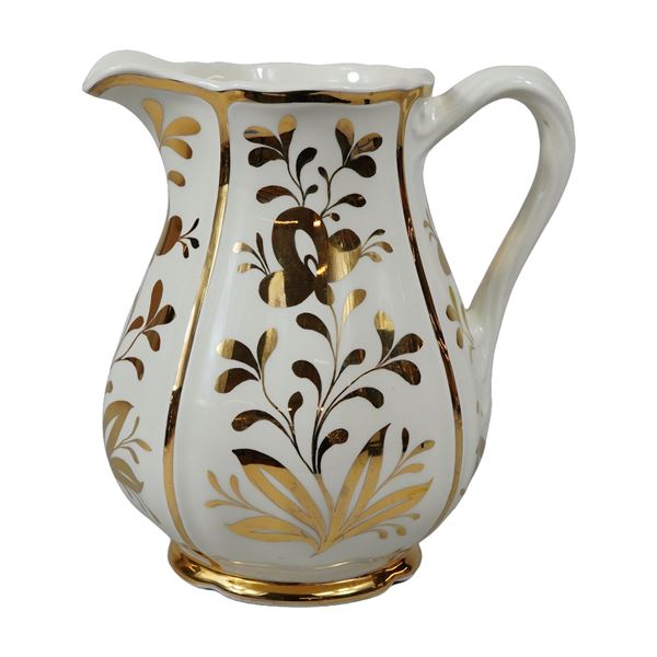 Wedgwood Etruria and Barlaston Queens Shape Gilded Creamware Pitcher