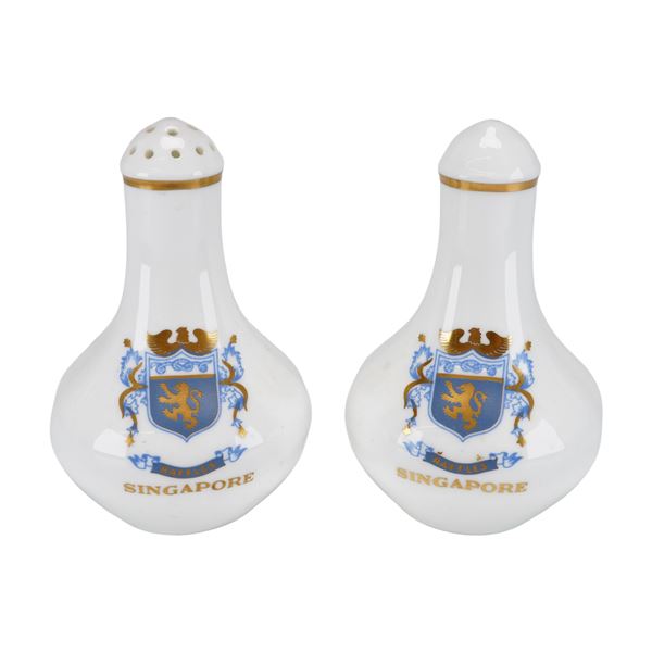 Pair of Wedgwood Hotelware Raffles Hotel Singapore Salt and Pepper Shakers