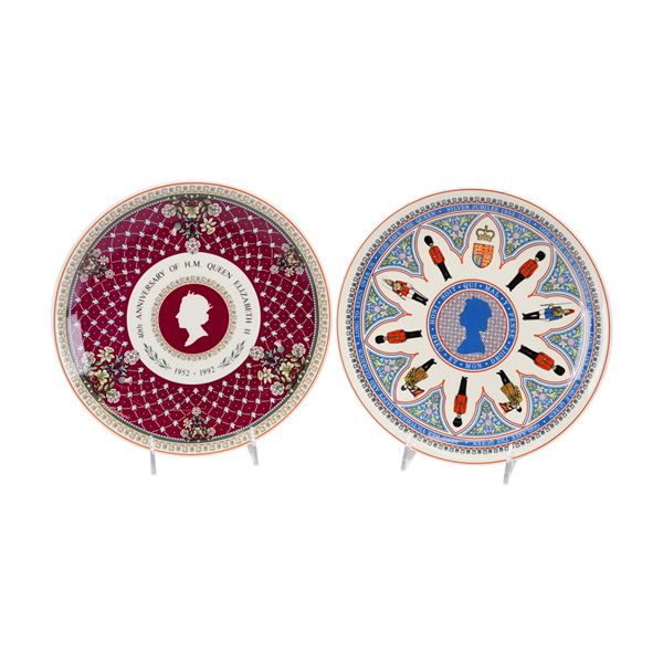 A Pair of Wedgwood Queen Elizabeth II Commemorative Plates, 1977 and 1992