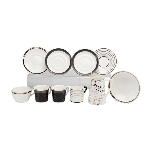 10pc Wedgwood Cups and Saucers, Pitcher, and Bowl