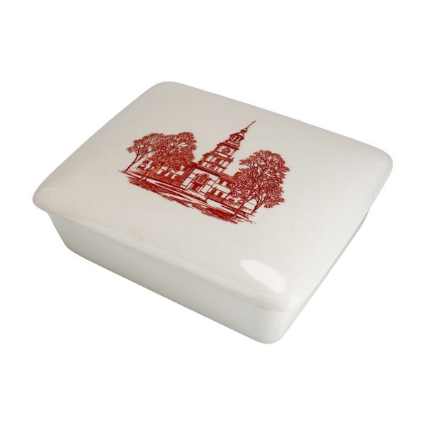 Wedgwood Independence Hall Red Transferware Ceramic Trinket Box