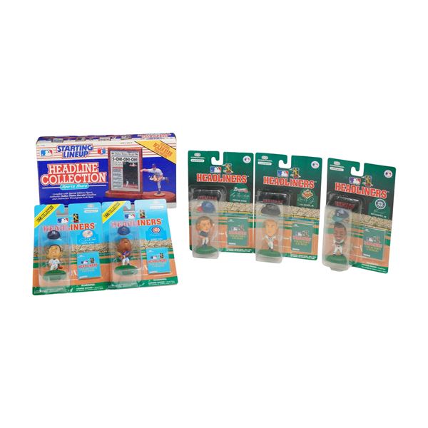 A Collection of Six MLB Figurines in Boxes Including Kenner Starting Lineup and Corinthian Headliner