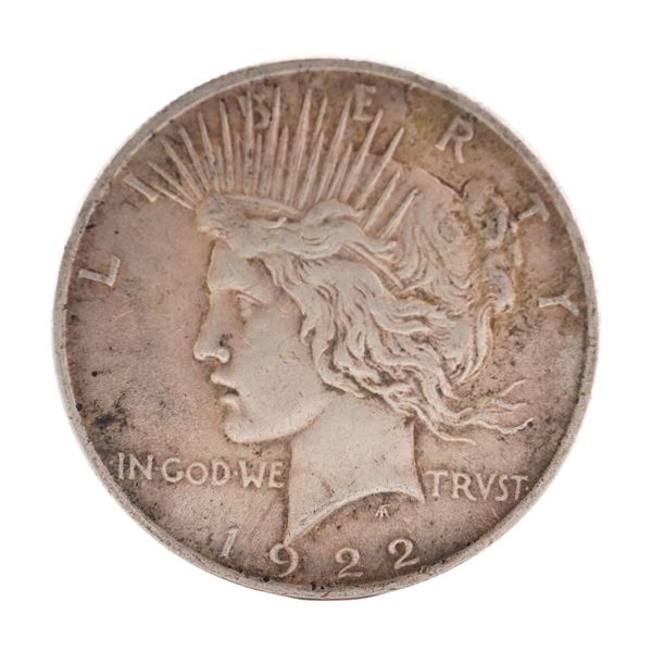 1922 U.S. Peace Dollar 90% Silver Coin, Circulated