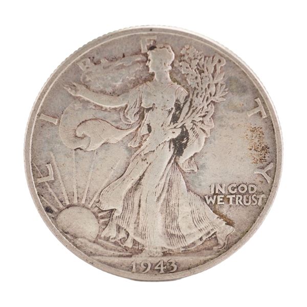 1943 U.S. Walking Liberty Half Dollar 90% Silver Coin, Circulated