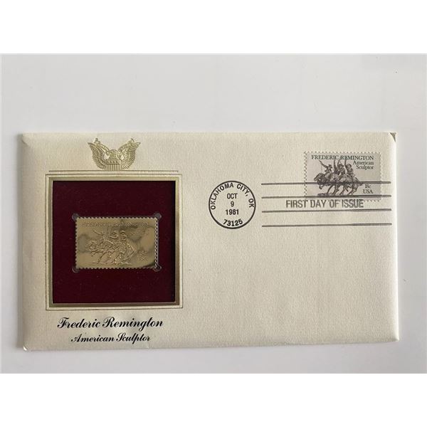 Frederic Remington: American Sculptor Gold Stamp Replica First Day Cover