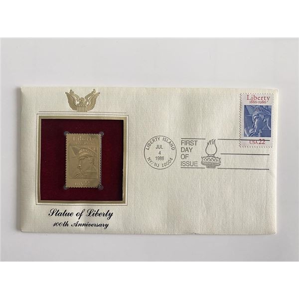 Statue of Liberty: 100th Anniversary Gold Stamp Replica First Day Cover