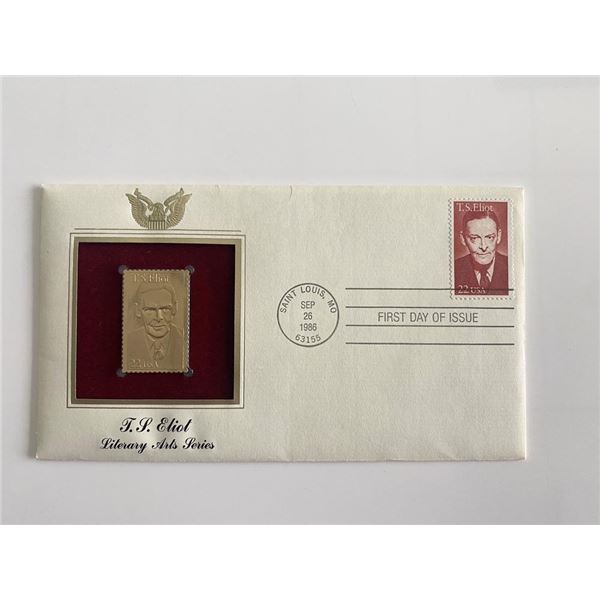 T.S. Eliot: Literary Arts Series Gold Stamp Replica First Day Cover