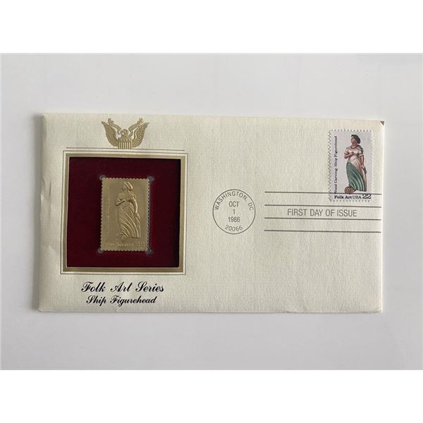 Folk Art Science: Ship Figurehead Gold Stamp Replica First Day Cover