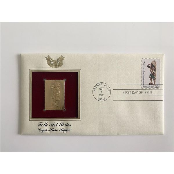 Folk Art Series: Cigar-Store Figure Gold Stamp Replica First Day Cover