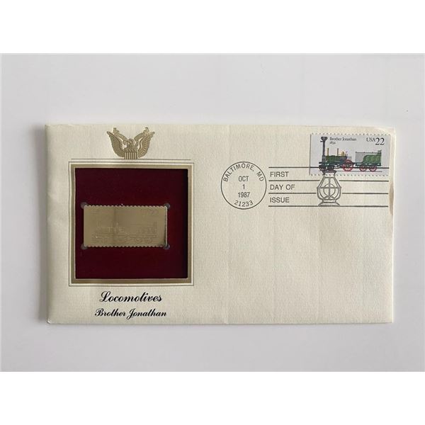 Locomotives: Brother Jonathan Gold Stamp Replica First Day Cover