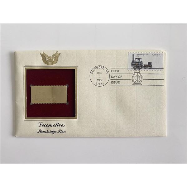 Locomotives: Stourbridge Lion Gold Stamp Replica First Day Cover
