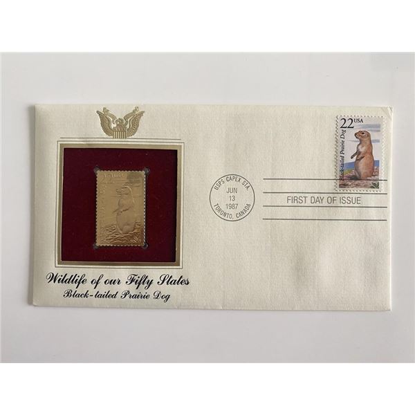 Wildlife of Our Fifty States: Black-Tailed Prairie Dog Gold Stamp Replica First Day Cover
