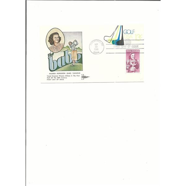 Babe Didrikson Zaharias - First Day Cover  - Pinehurst, NC - 1981