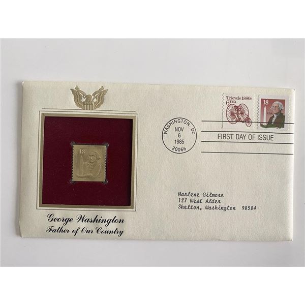 George Washington: Father of Our Country Gold Stamp Replica First Day Cover