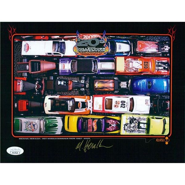 Hot Wheels Designer Michael Heralda Signed 8.5x11 Cardstock Photo JSA Authentic