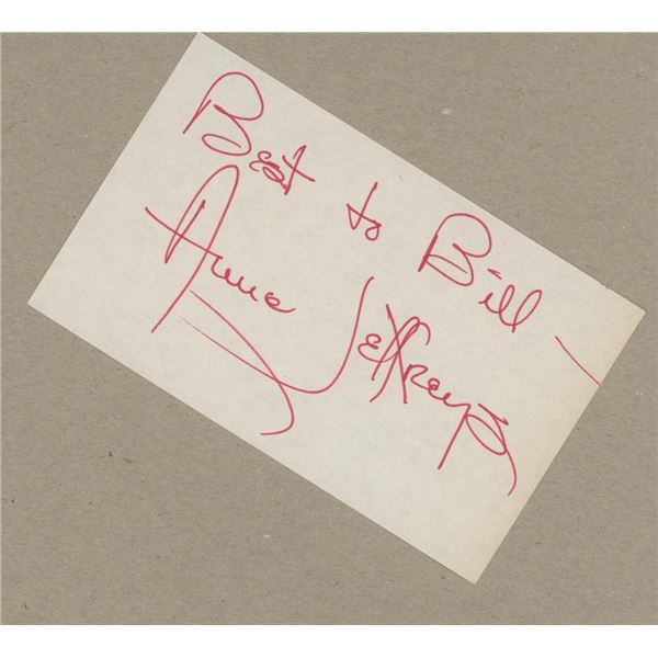 Topper Anne Jeffreys signed note