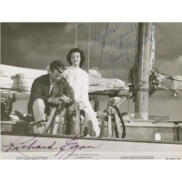 Underwater Jane Russell‎ and ‎Richard Egan signed movie photo