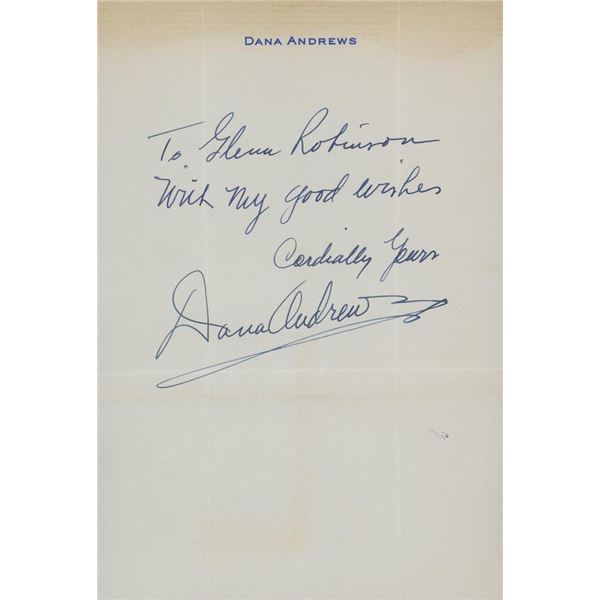 Fallen Angel Dana Andrews signed letter