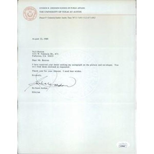Texas Senator Barbara Jordan Signed Typed Reply Letter JSA Authenticated