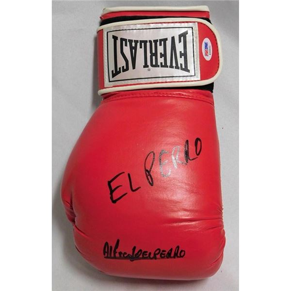 Alfredo El Perro Angulo Signed Red Everlast Boxing Glove