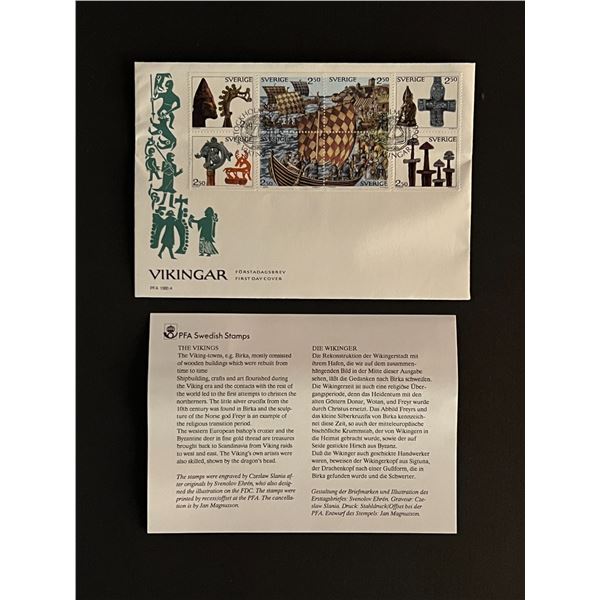 1990 Swedish First Day Cover Viking Ships