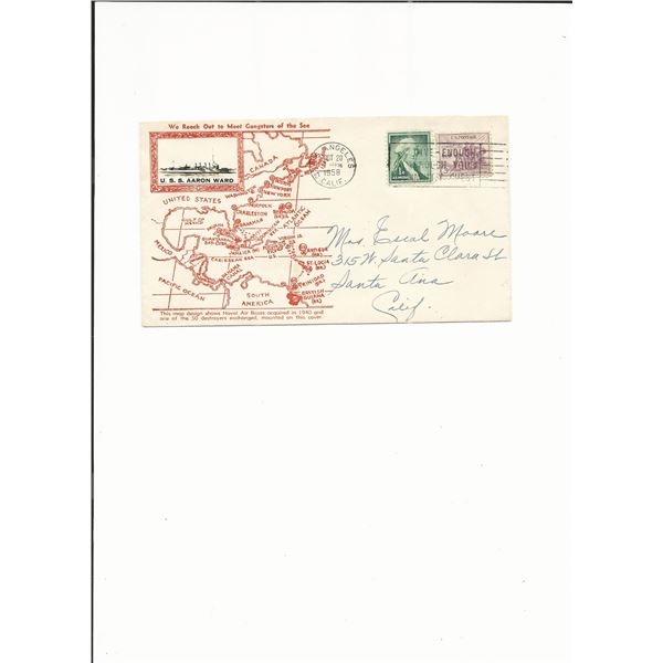U.S.S. Aaron Ward - Crosby Ship Cover - 1958 - Los Angeles
