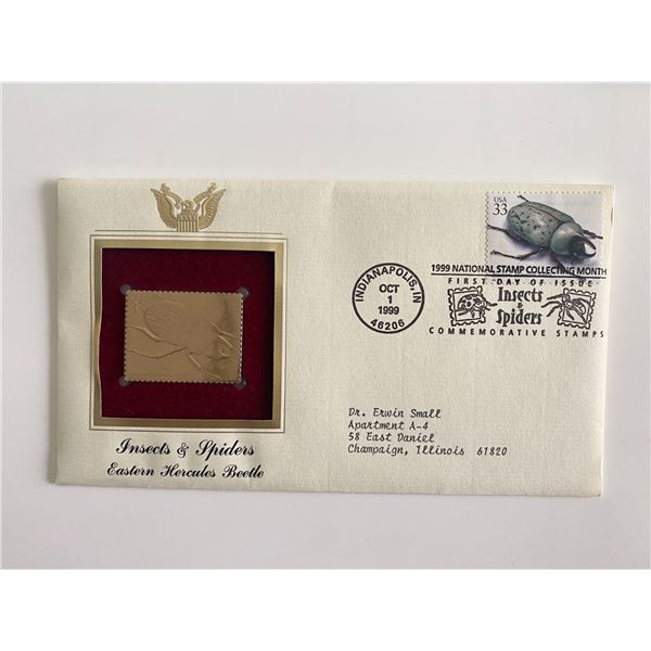 Insects & Spiders: Eastern Hercules Beetle Gold Stamp Replica First Day Cover