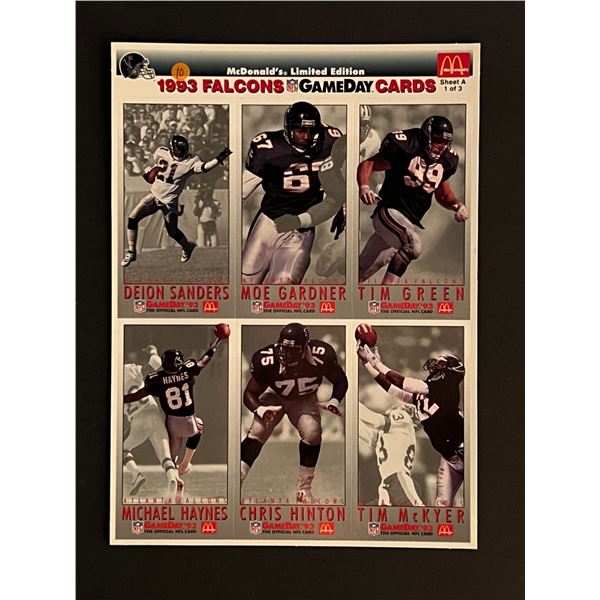 1993 Falcons Football Uncut Card Sheet
