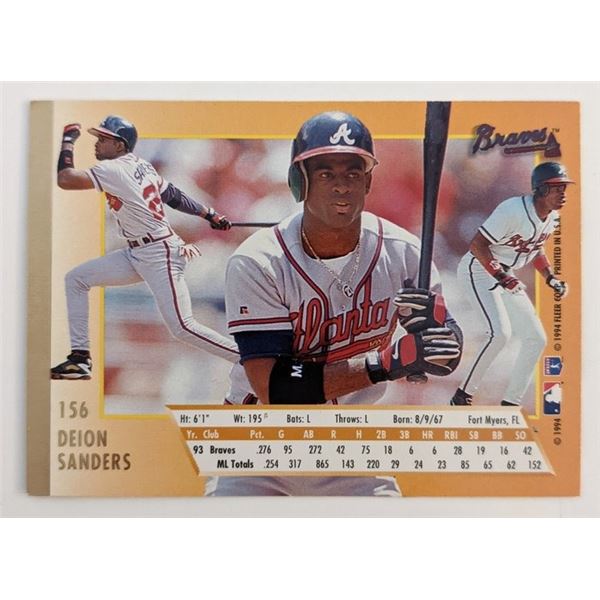 Deion Sanders Atlanta Braves Fleer Ultra Baseball Card