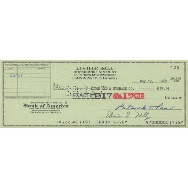 Lucille Ball Business check