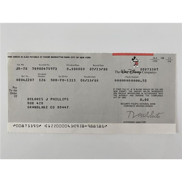 Author Delores Phillips signed check