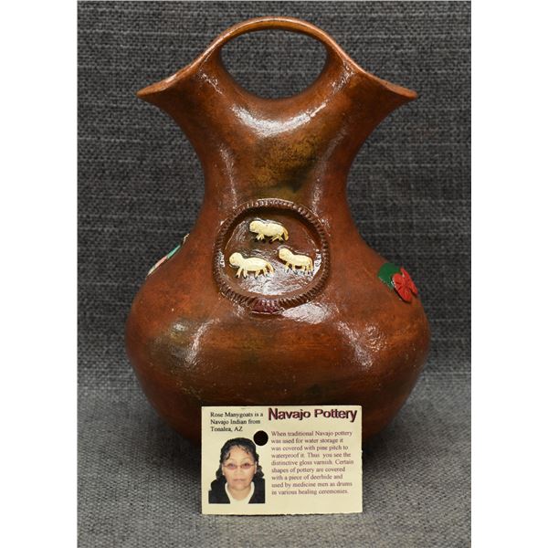 NAVAJO POTTERY WEDDING VASE (ROSE MANYGOATS)