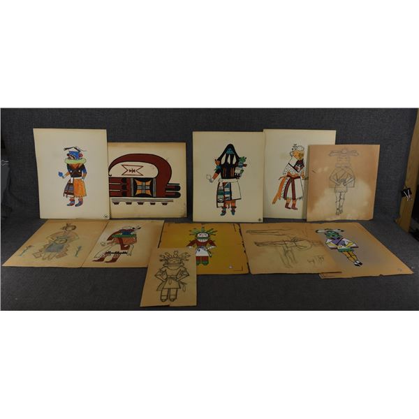 ELEVEN NATIVE AMERICAN SKETCHES AND PAINTINGS