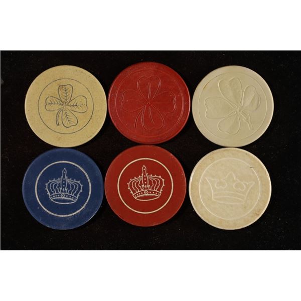 6 DECORATIVE CLAY CASINO NON DENOMINATINAL