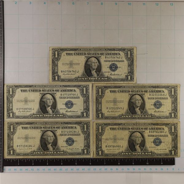3-1935-F & 2-1935-G US $1 SILVER CERTS, BLUE SEALS