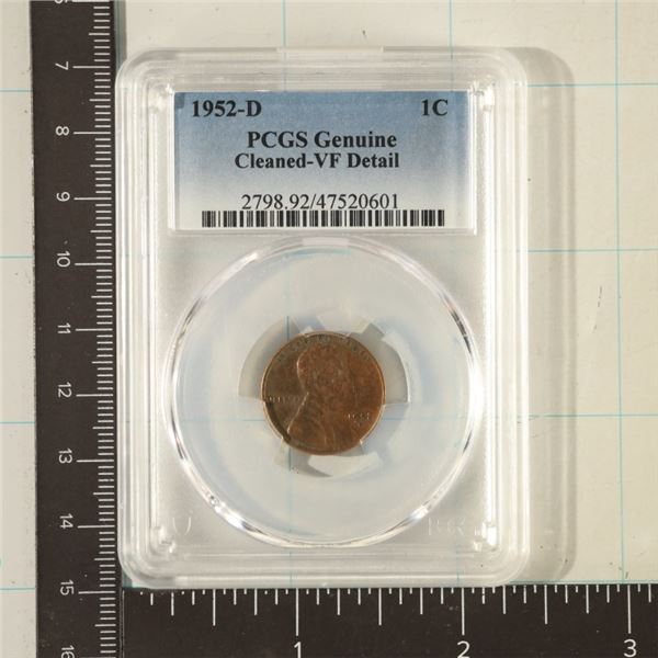 1952-D LINCOLN WHEAT CENT PCGS GENUINE VF