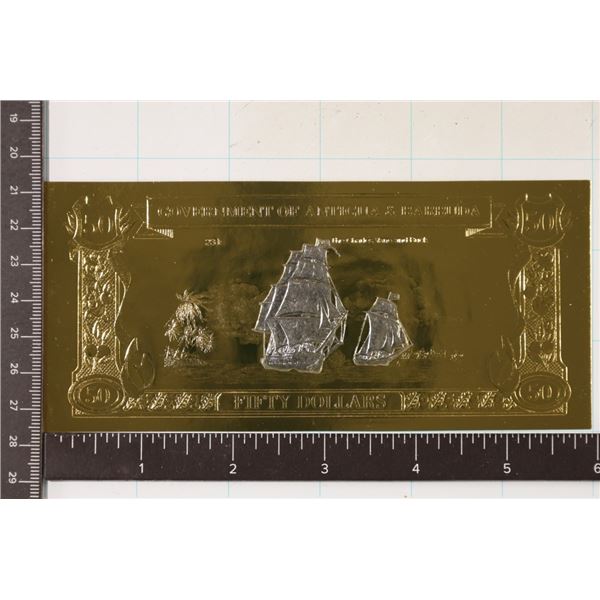 1981 GOVERNMENT OF ANTIGUA & BABUDA $50 GOLD