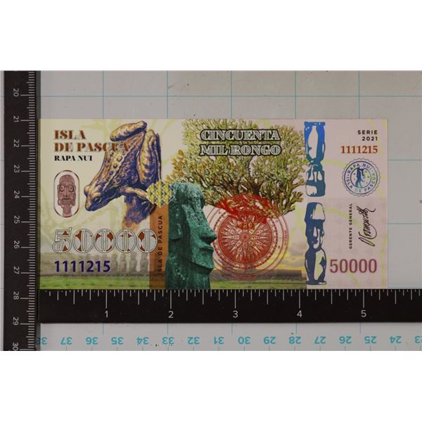 2021 ISLA DE PASCUA 50000 RONGO CRISP UNC POLYMER