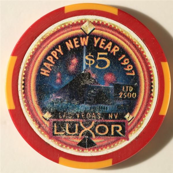 $5 LUXOR HOTEL CASINO CHIP. 1997 HAPPY NEW YEAR