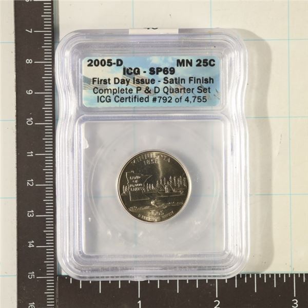 2005-D MINNESOTA QUARTER ICG SP69 FIRST DAY OF