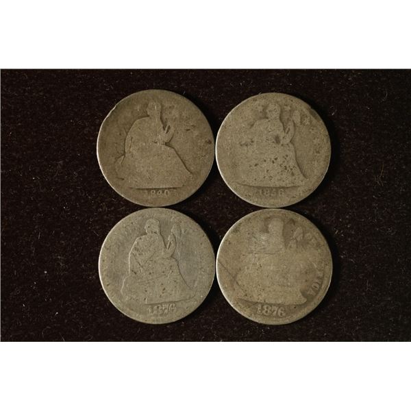 1840, 1856 & 2-1876 SILVER SEATED LIBERTY DIMES
