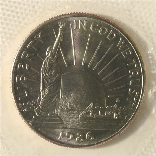1986-D US "STATUE OF LIBERTY" UNC HALF DOLLAR IN