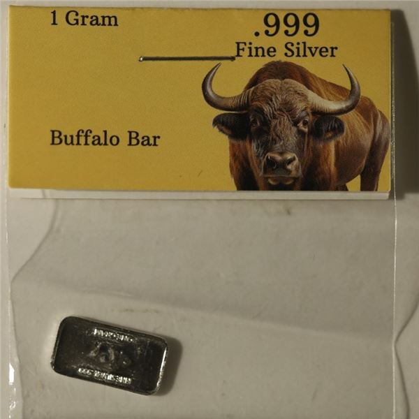 1 GRAM .999 FINE SILVER UNC BUFFALO BAR