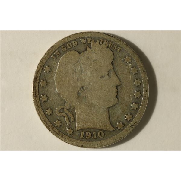 1910 SILVER BARBER QUARTER