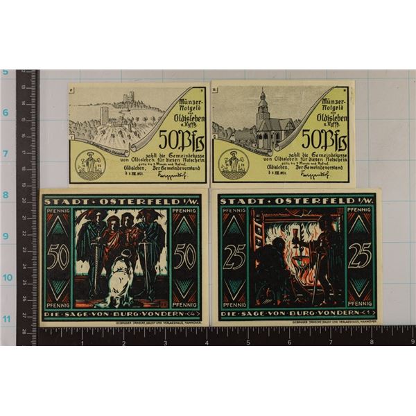 4-1921 GERMAN CRISP UNC NOTGLEDS: 25 PFENNING &