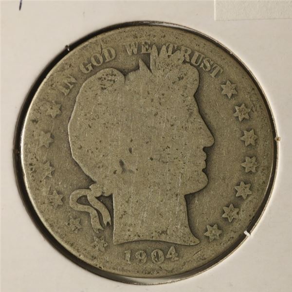1904 SILVER BARBER HALF DOLLAR