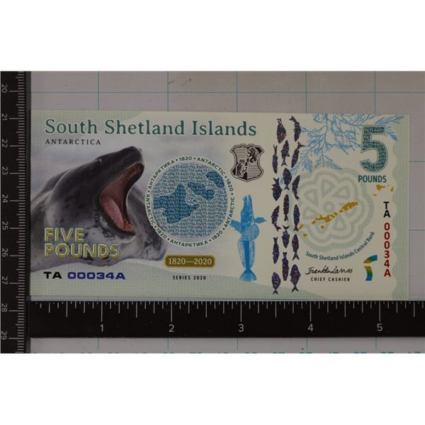 2020 SOUTH SHETLAND ISLANDS 5 POUND CRISP UNC