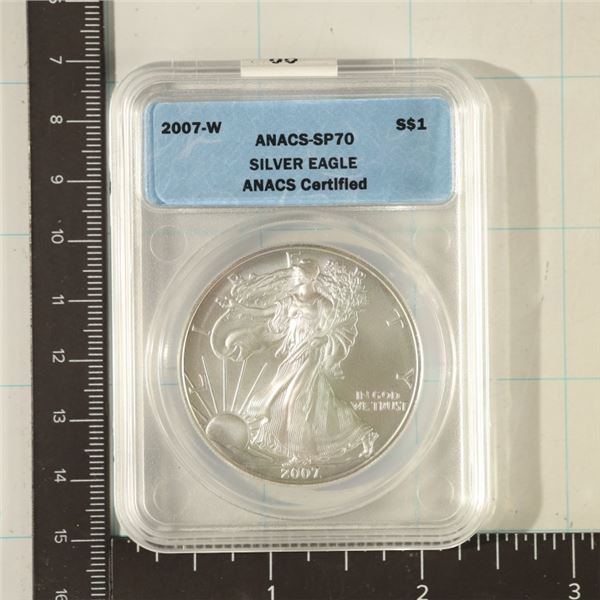 2007-W AMERICAN SILVER EAGLE ANACS SP70