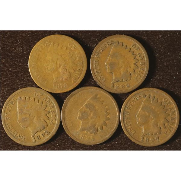 1879, 88, 92, 95 & 1897 INDIAN HEAD CENTS