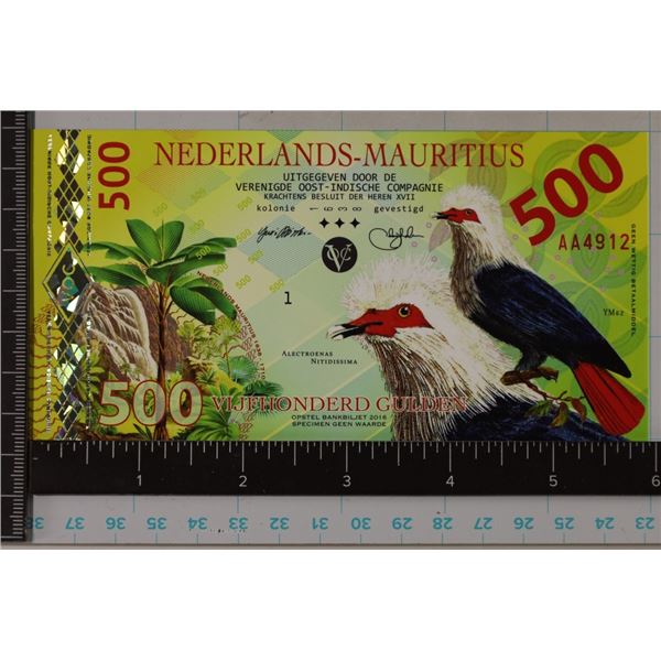2016 NEDERLANDS MAURITIUS 500 GULDEN CRISP UNC